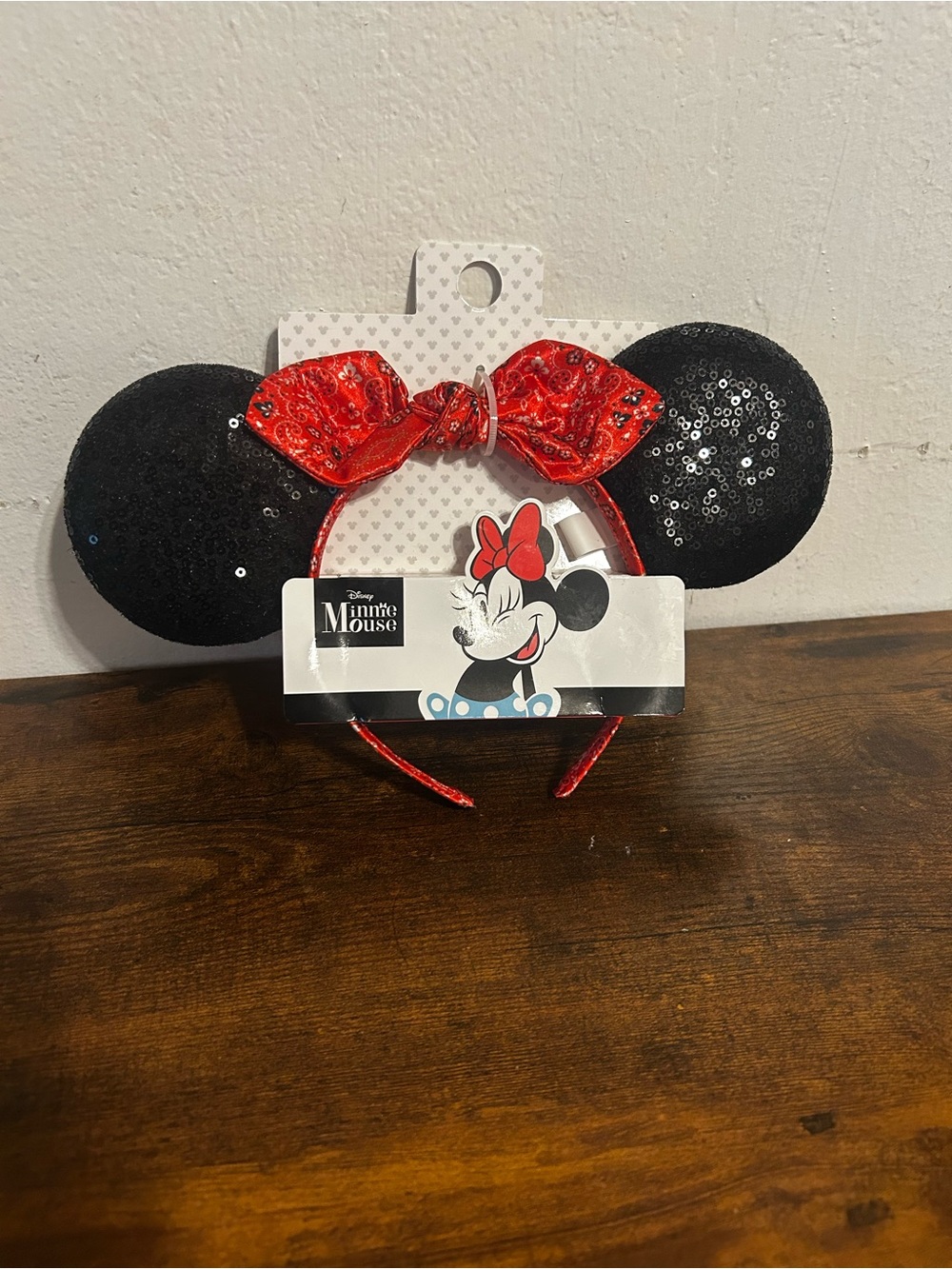 Disney Minnie Mouse Sequin Ear Headband in Black and Red